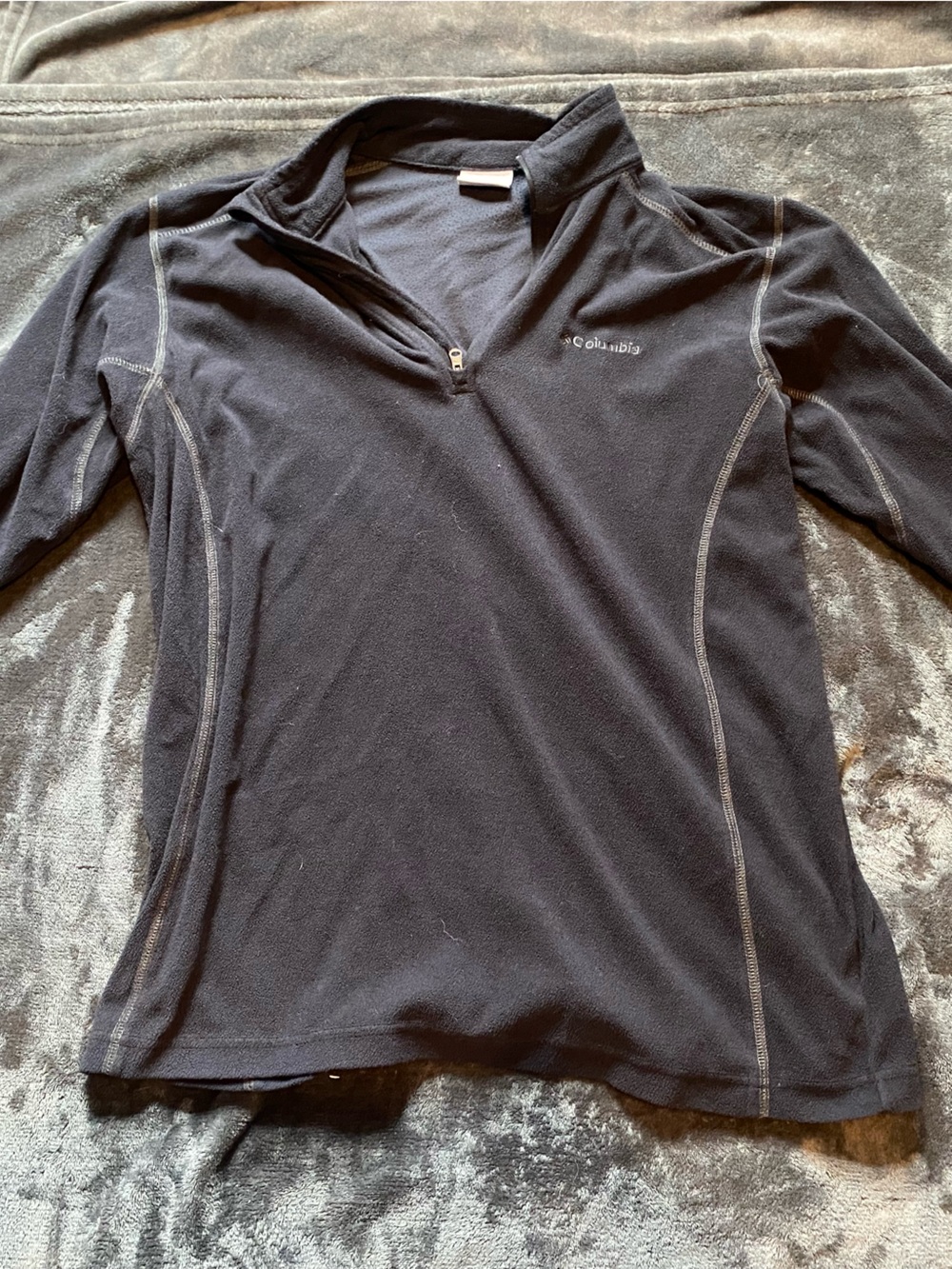 Columbia Black Fleece Jacket with Blue Trim